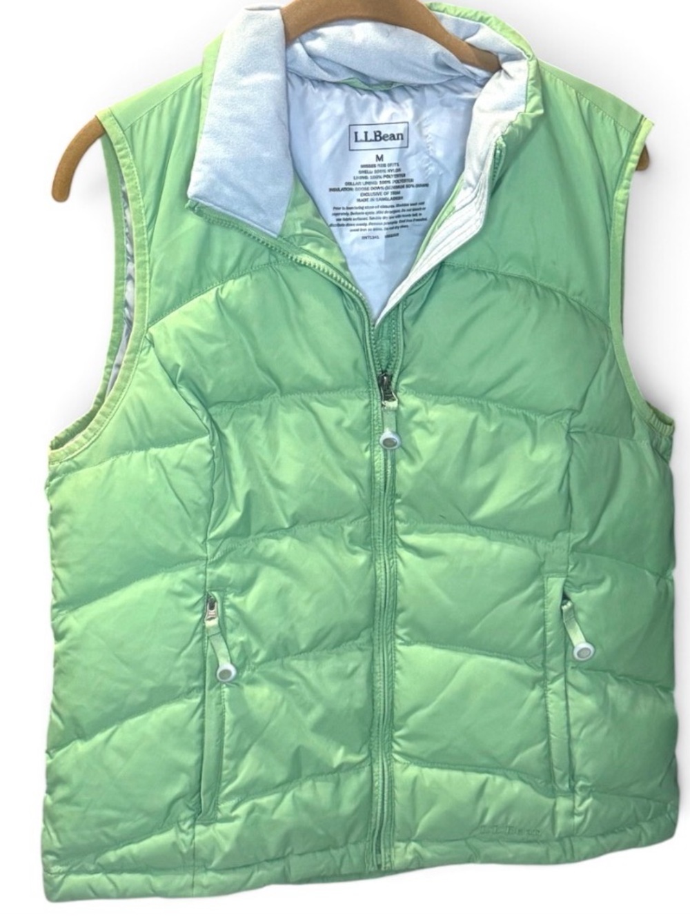 L.L. Bean Light Green Quilted Puffer Vest